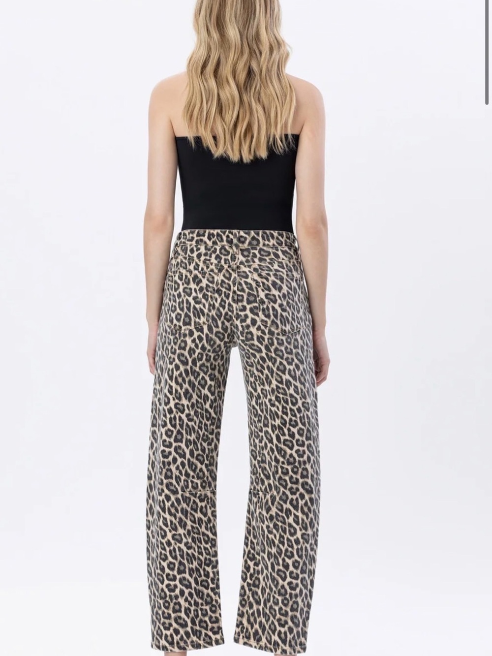 VERVET High Rise Leopard Print Barrel Jeans - Picture 2 of 8